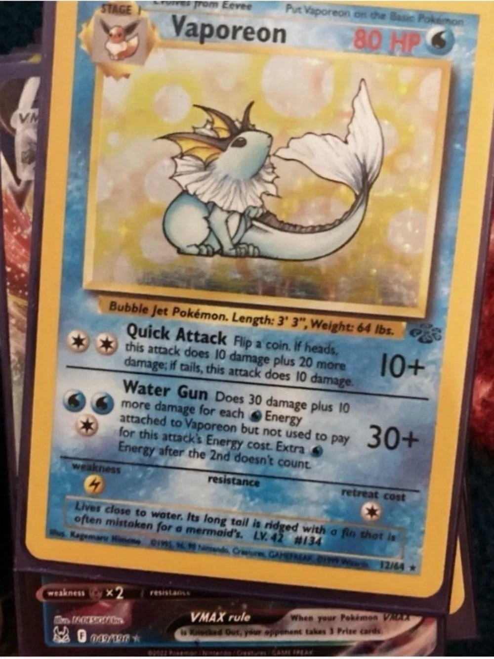 Vaporeon Trading Card - Blue Holographic